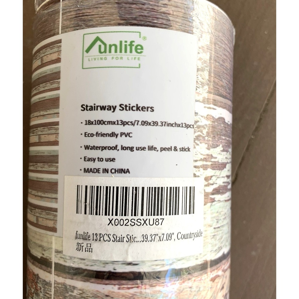 Funlife Stair Stickers‎ Staircase Decals Peel and Stick Riser 13 pieces NEW